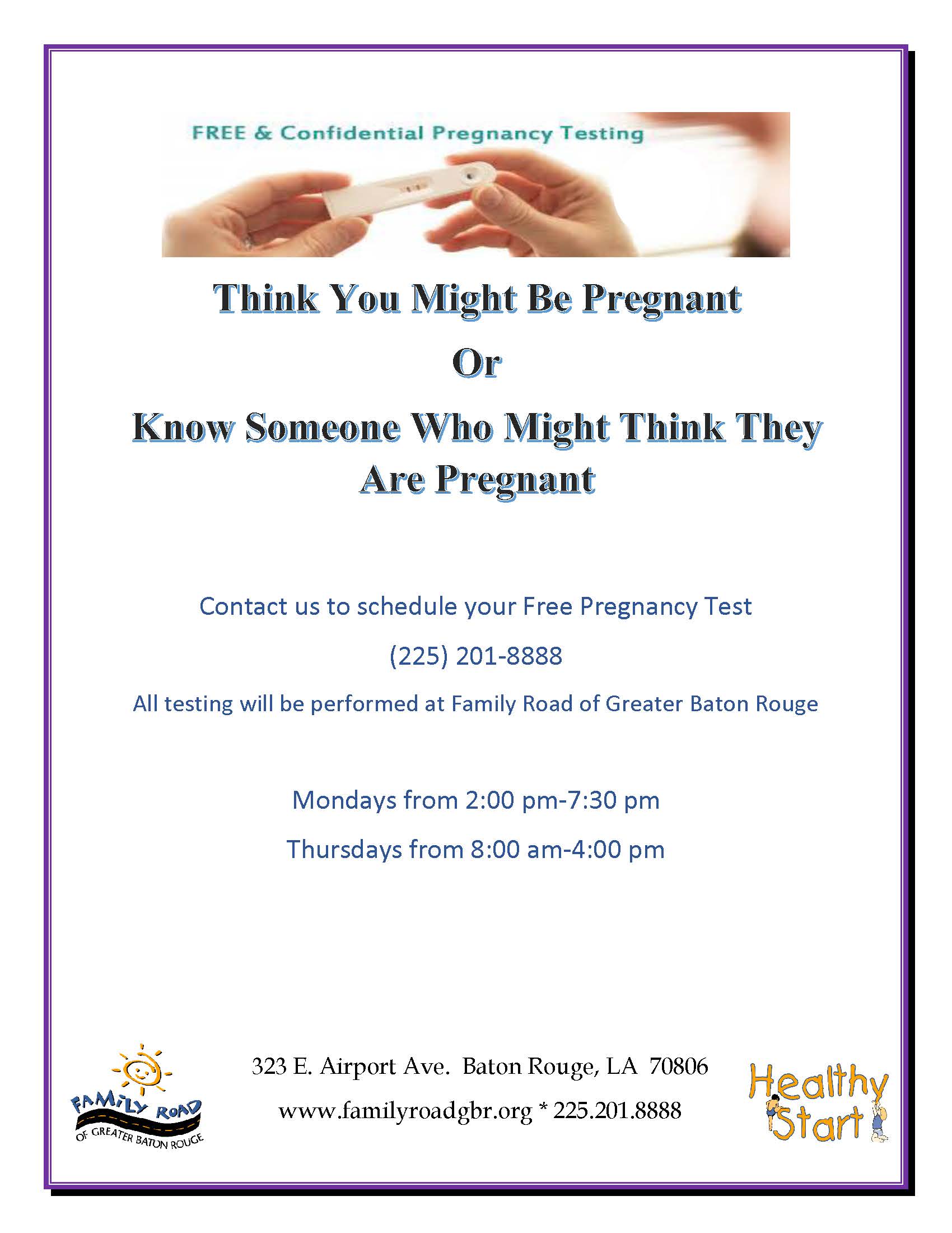 Free Pregnancy Test flyer